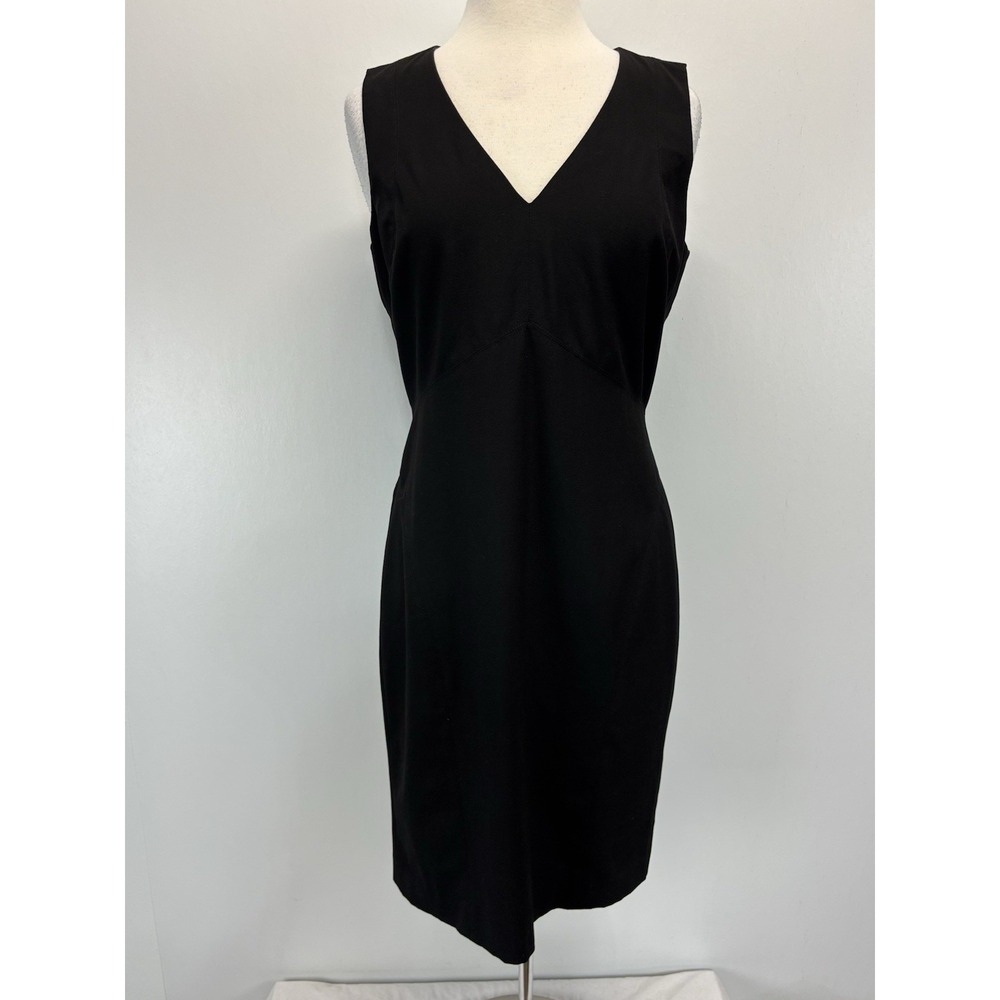 Ann Taylor Black Sheath Dress Sz 10 Sleeveless Career Capsule Minimalist Vneck